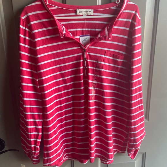 Jones New York Women's striped Henley - Size XXL ~ NWT - Picture 1 of 7